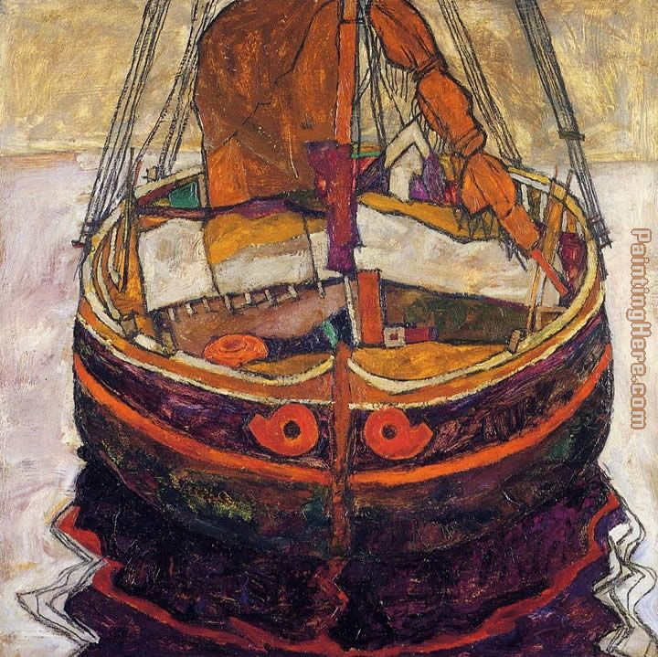 Trieste Fishing Boat painting - Egon Schiele Trieste Fishing Boat art painting